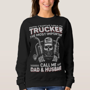 Mens Trucker Dad And Husband Retro Style Trucker F Sweatshirt