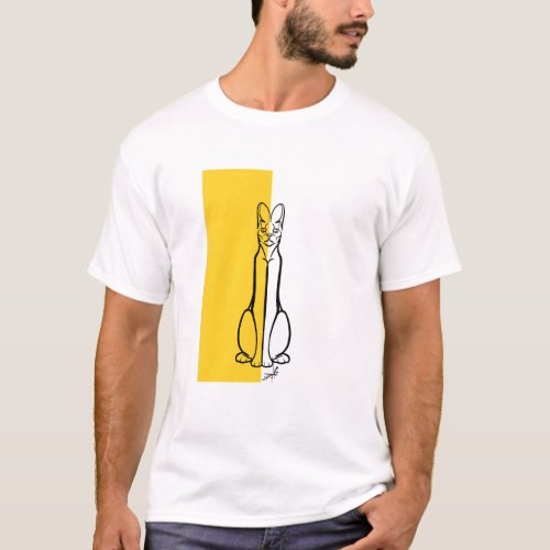 Mens Tshirt _ Unique Dog Design with Yellow Block