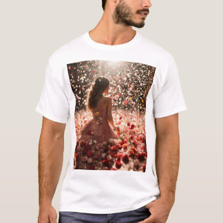 MENS TSHIRT WITH PINK ROSES AND A GIRL