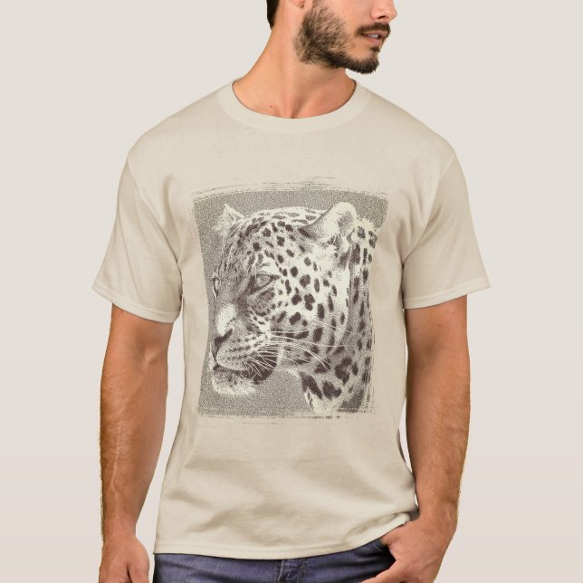 Mens Tshirts Template Leopard Head Sand Color (Front)