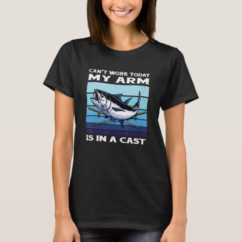 Mens Tuna Fishing My Arm Is In Cast Retro Tuna Fis T_Shirt