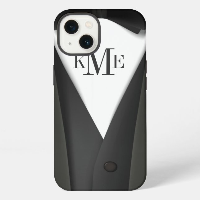 Mens Tuxedo Suit Pattern - Unique Monogram Iphone Case (Back)