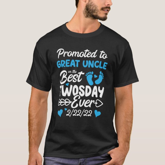 Mens Twosday Promoted To Great Uncle New Baby Anno T-Shirt (Front)