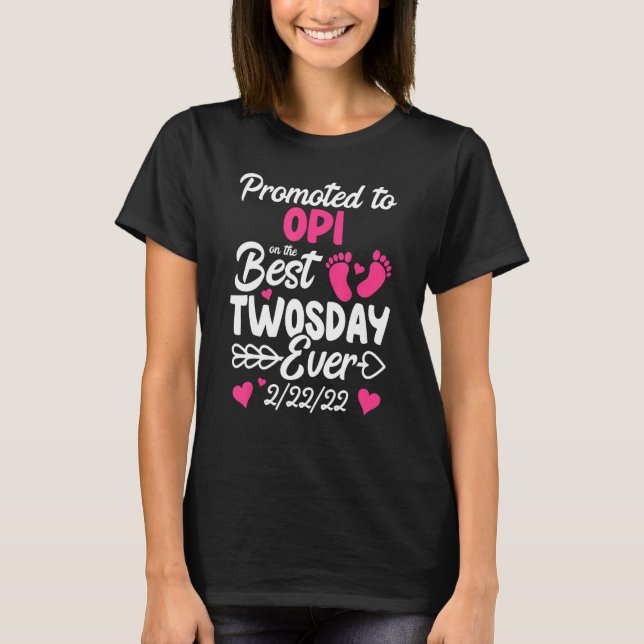 Mens Twosday Promoted To Opi Grandpa New Baby Anno T-Shirt (Front)