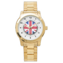Men's UK Flag Oversized Gold Bracelet Watch