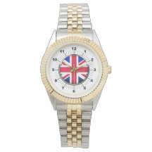 Men's UK Flag Two-Tone Bracelet Watch
