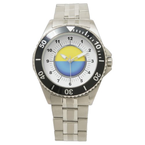 Mens Ukraine Flag  Stainless Steel Bracelet Watch