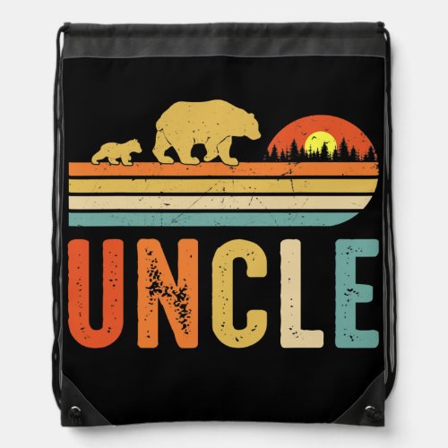 Mens Uncle Bear Men Vintage Retro Bear Decor Drawstring Bag