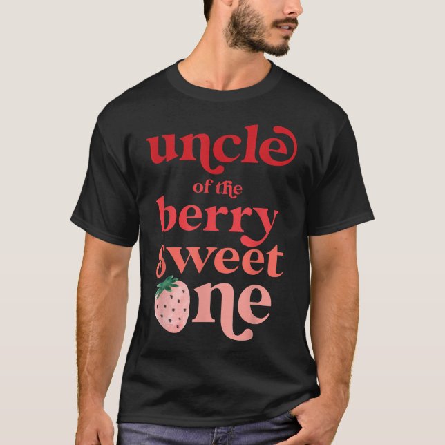 Mens Uncle of the Berry Sweet One Strawberry First T-Shirt (Front)