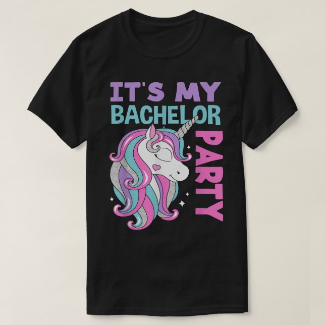 Mens Unicorn Men Its My Bachelor Party  T-Shirt (Design Front)