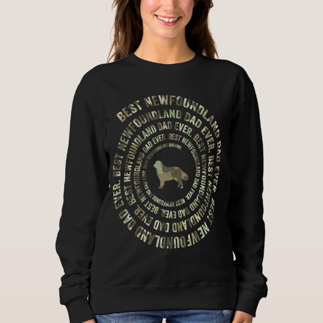 Mens US Flag Camo Newfoundland Dog Dad Spiral  Dog Sweatshirt (Front)