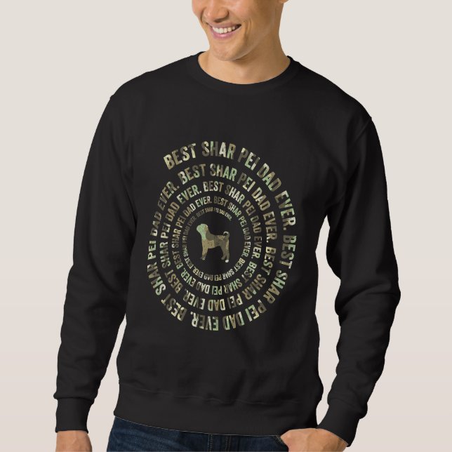 Mens US Flag Camo Shar Pei Dog Dad Spiral  Dog Sweatshirt (Front)