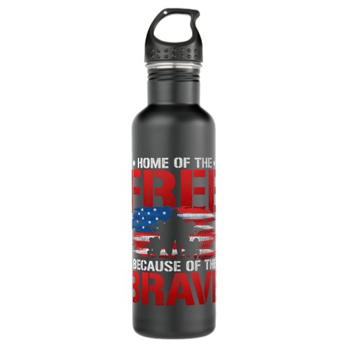 Mens US Flag Patriotic Soldier Freedom Liberty Arm Stainless Steel Water Bottle