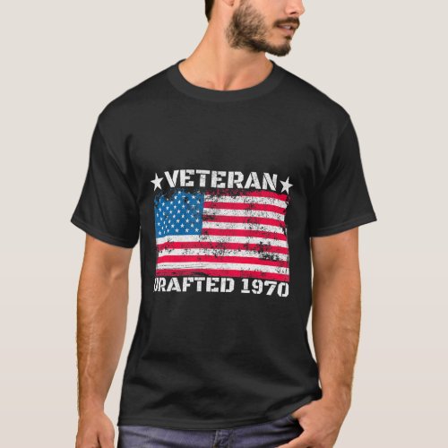 Mens US Military Veteran Drafted 1970 Vietnam War T_Shirt