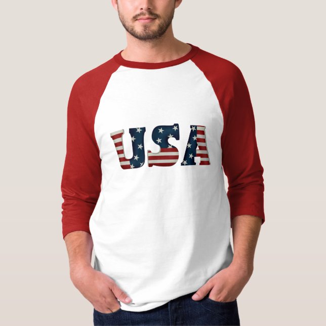 Men's USA 3/4 Sleeve Raglan T-Shirt (Front)