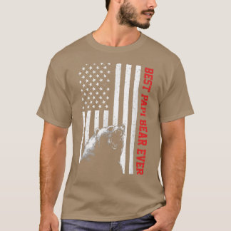 Mens USA Flag Best Papi Bear Ever Vintage Funny140 T-Shirt