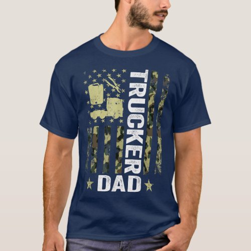 Mens USA Flag Camoue Trucker Dad Patriotic Father T_Shirt