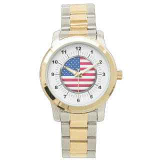 Men's USA Flag Oversized Two-Tone Bracelet Watch
