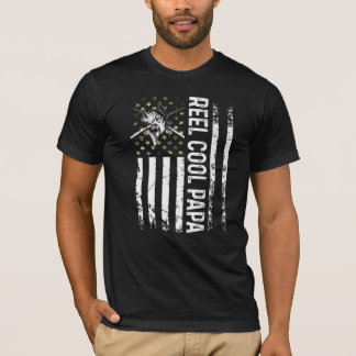 Mens Usa Reel Cool Dad For Papa Fishing Father's T-Shirt