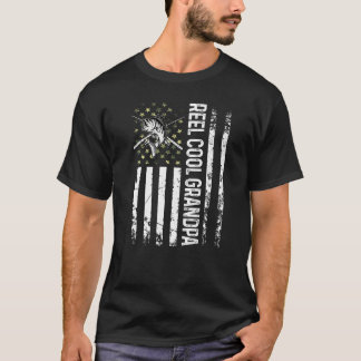 Mens Usa Reel Cool Grandpa For Daddy Fishing Fath T-Shirt