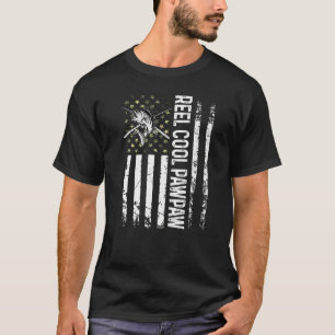Mens Usa Reel Cool Pawpaw For Daddy Fishing Fathe T-Shirt