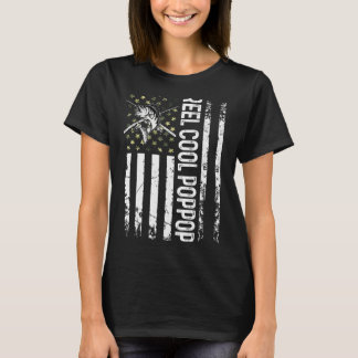 Mens Usa Reel Cool Poppop For Daddy Fishing Fathe T-Shirt