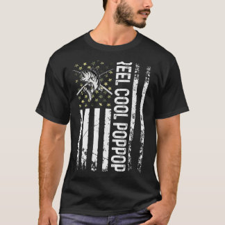 Mens Usa Reel Cool Poppop For Daddy Fishing Fathe T-Shirt
