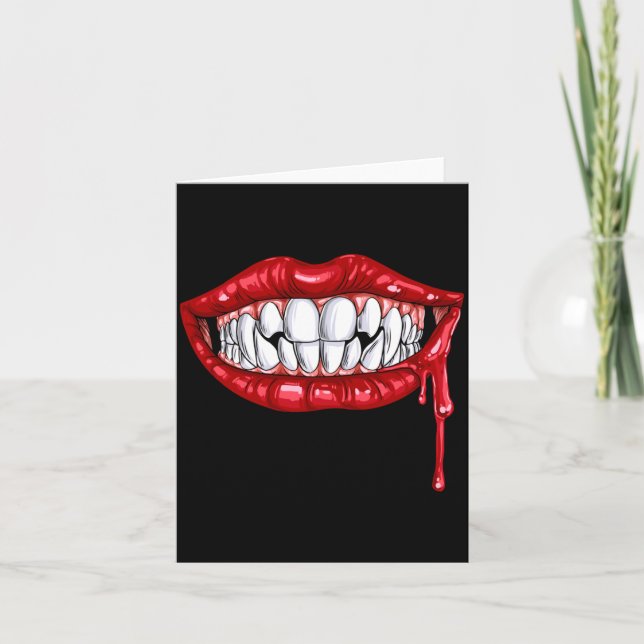 Mens Vampire Fangs Th Lips Halloween Count Gifts Card (Front)