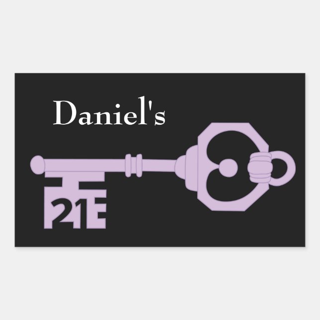Mens Vector 21st Birthday Party Key Tag Sticker (Front)