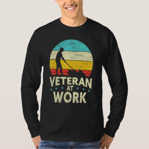 Mens Veteran At Work Mower Lawn Mowing T-Shirt