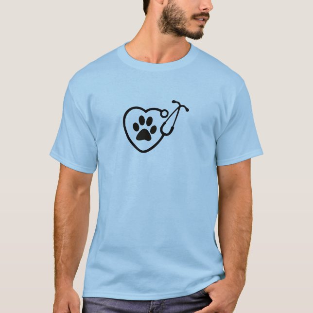 Men's Veterinarian Paw Print Stethoscope T-Shirt (Front)