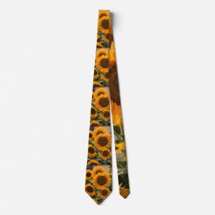 "Men's Vibrant Yellow Sunflower Print Neck tie. Neck Tie