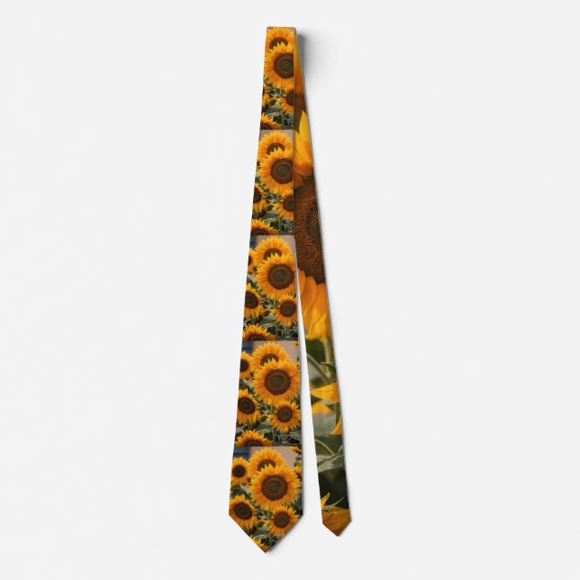 "Men's Vibrant Yellow Sunflower Print Neck tie. Neck Tie (Front)