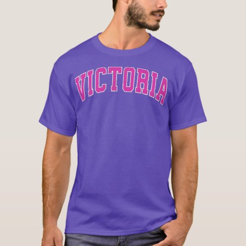 Mens Victoria Texas TX Vintage Sports Design Pink  T_Shirt