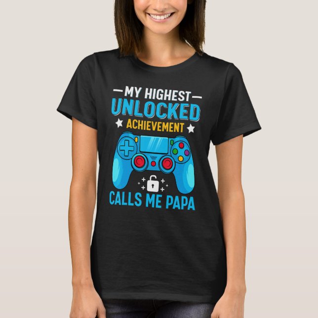 Mens Video Game   Gaming Gamer Papa Father's Day T-Shirt (Front)