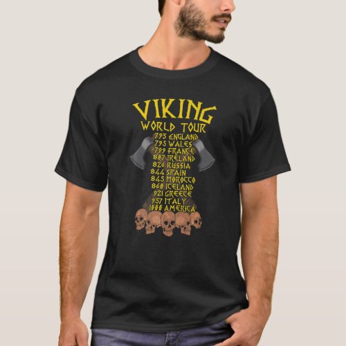 Mens Viking Worlds Tour Vintage Viking Valhalla Od T_Shirt