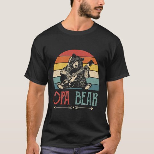 Mens Vinatge Opa Bear Vintage Fathers Day Retro T_Shirt