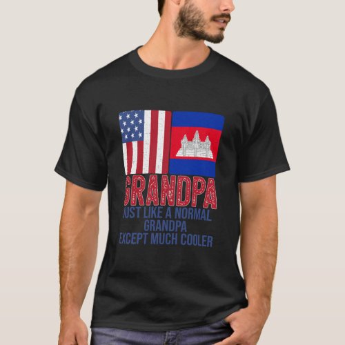 Mens Vintage American Cambodian Grandpa Flag for T_Shirt