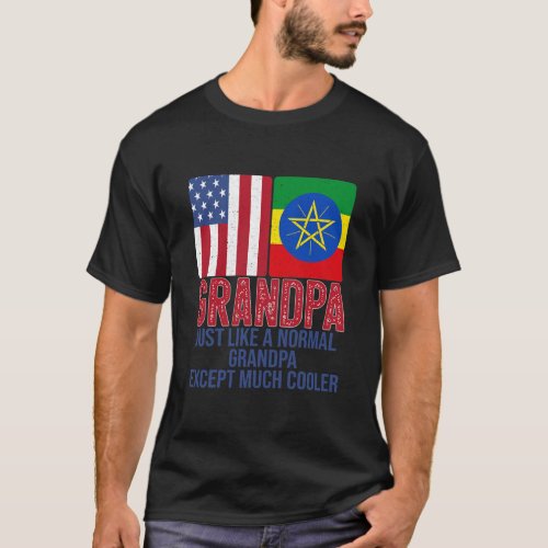 Mens Vintage American Ethiopian Grandpa Flag for T_Shirt