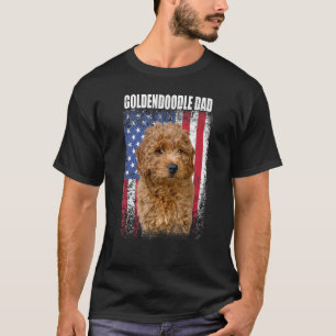 Mens Vintage American Flag Goldendoodle Dad For F T-Shirt