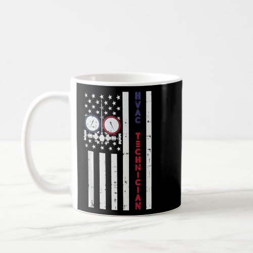 Mens Vintage American Flag HVAC Technician _ Proud Coffee Mug