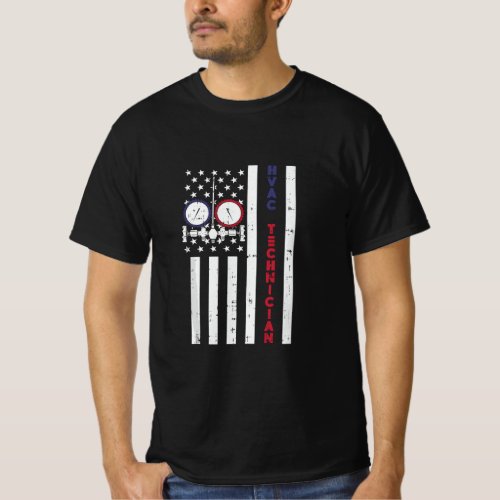 Mens Vintage American Flag HVAC Technician _ Proud T_Shirt