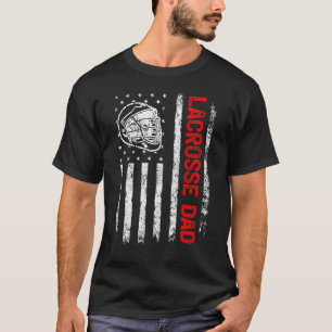 Mens Vintage American Flag Lax Helmet Lacrosse Dad T-Shirt