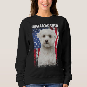 Mens Vintage American Flag Maltese Dad Dog For Fa Sweatshirt