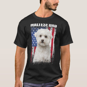 Mens Vintage American Flag Maltese Dad Dog For Fa T-Shirt