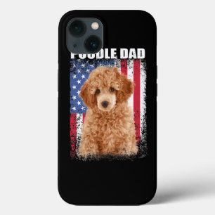 Mens Vintage American Flag Poodle Dad Dog Gift For iPhone 13 Case