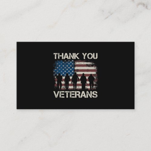 Mens Vintage American Flag USA Veteran Army Thank  Business Card