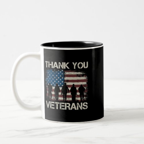 Mens Vintage American Flag USA Veteran Army Thank  Two_Tone Coffee Mug