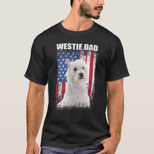 Mens Vintage American Flag Westie Dad Dog  For Fat T_Shirt