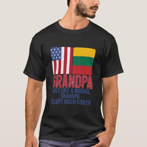 Mens Vintage American Lithuanian Grandpa Flag for T_Shirt